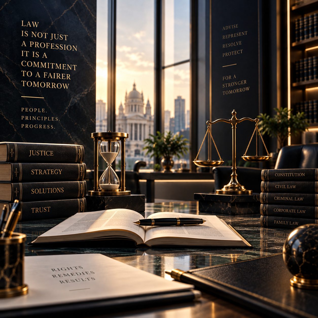 Wooden gavel on a marble surface